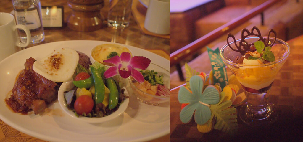 「ミッキーのレインボー・ルアウ」の食事とデザート